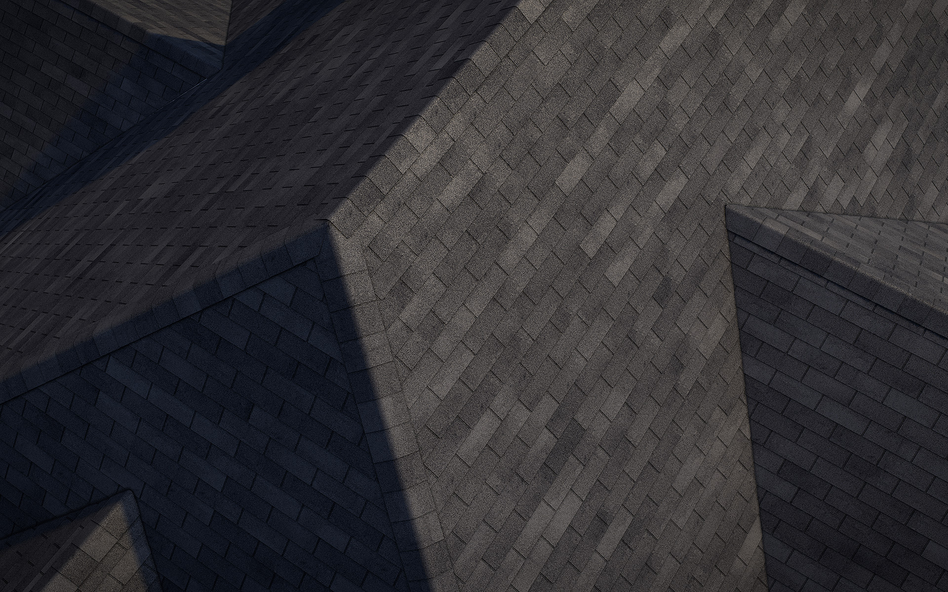 3-tab asphalt roof shingles black color 3D model preset for 3dsmax and RailClone. Rendered with vray, made for arch-viz.