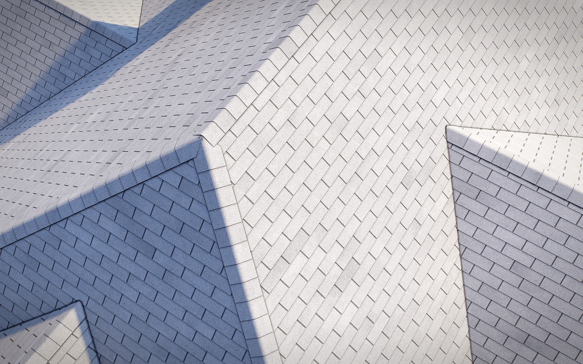 3-tab asphalt roof shingles white2 color 3D model preset for 3dsmax and RailClone. Rendered with vray, made for arch-viz.