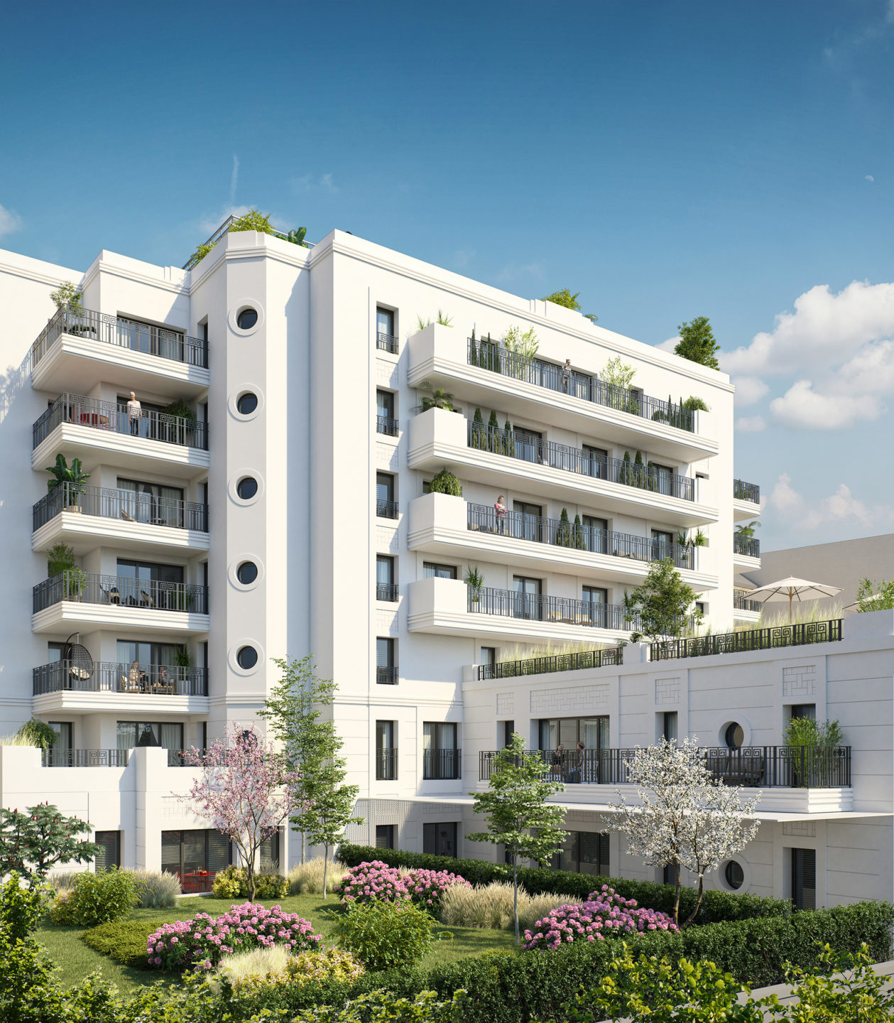 Apartment building visualization in Levallois, France.