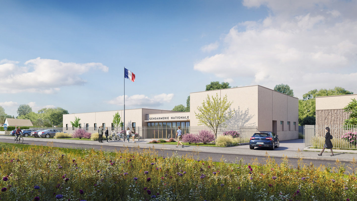 Architectural Visualizations of the Gendarmerie in Itteville, France.