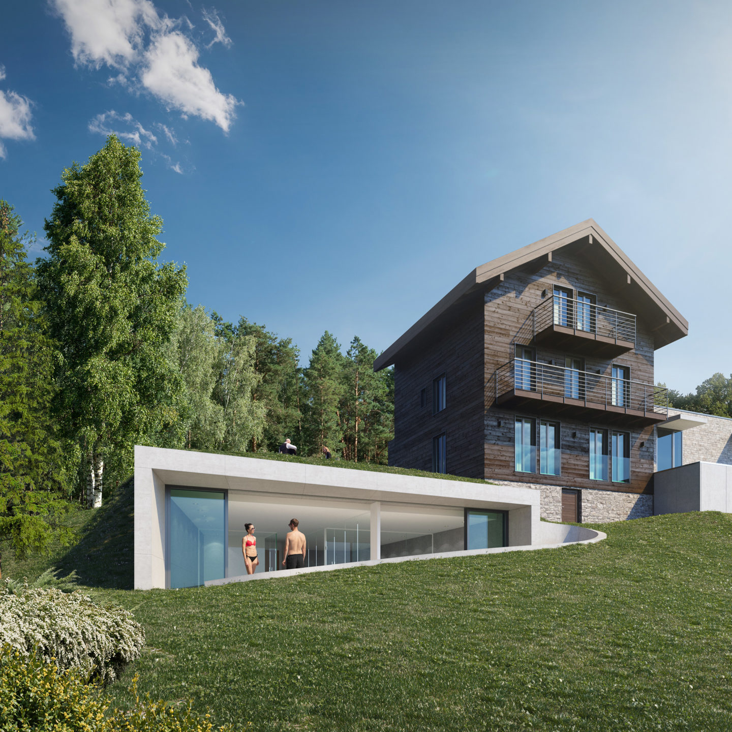 Architectural Visualization of a House extension development in Switzerland. 